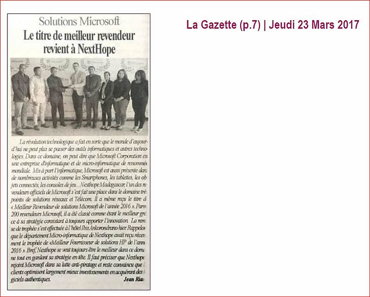 Tsilavo Ranarison CEO NextHope Madagascar sur La Gazette
