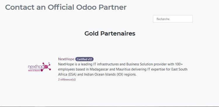 NextHope Gold Partenaire Odoo