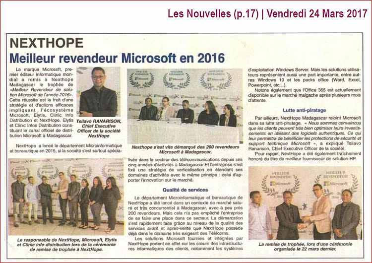 tsilavo ranarison nexthope madagascar sur le journal Les Nouvelles