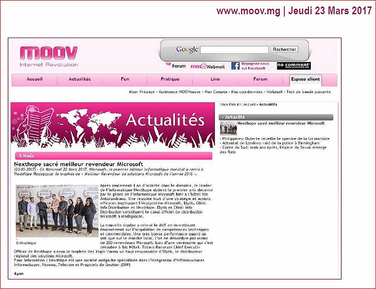 Tsilavo Ranarison NextHope Madagascar sur moov.mg