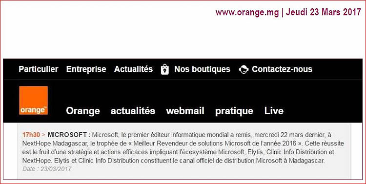 Tsilavo Ranarison, NextHope Madagascar sur orange.mg