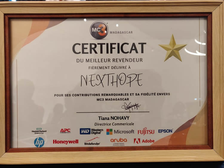 Tsilavo Nexthope, meilleur revendeur HP 2021